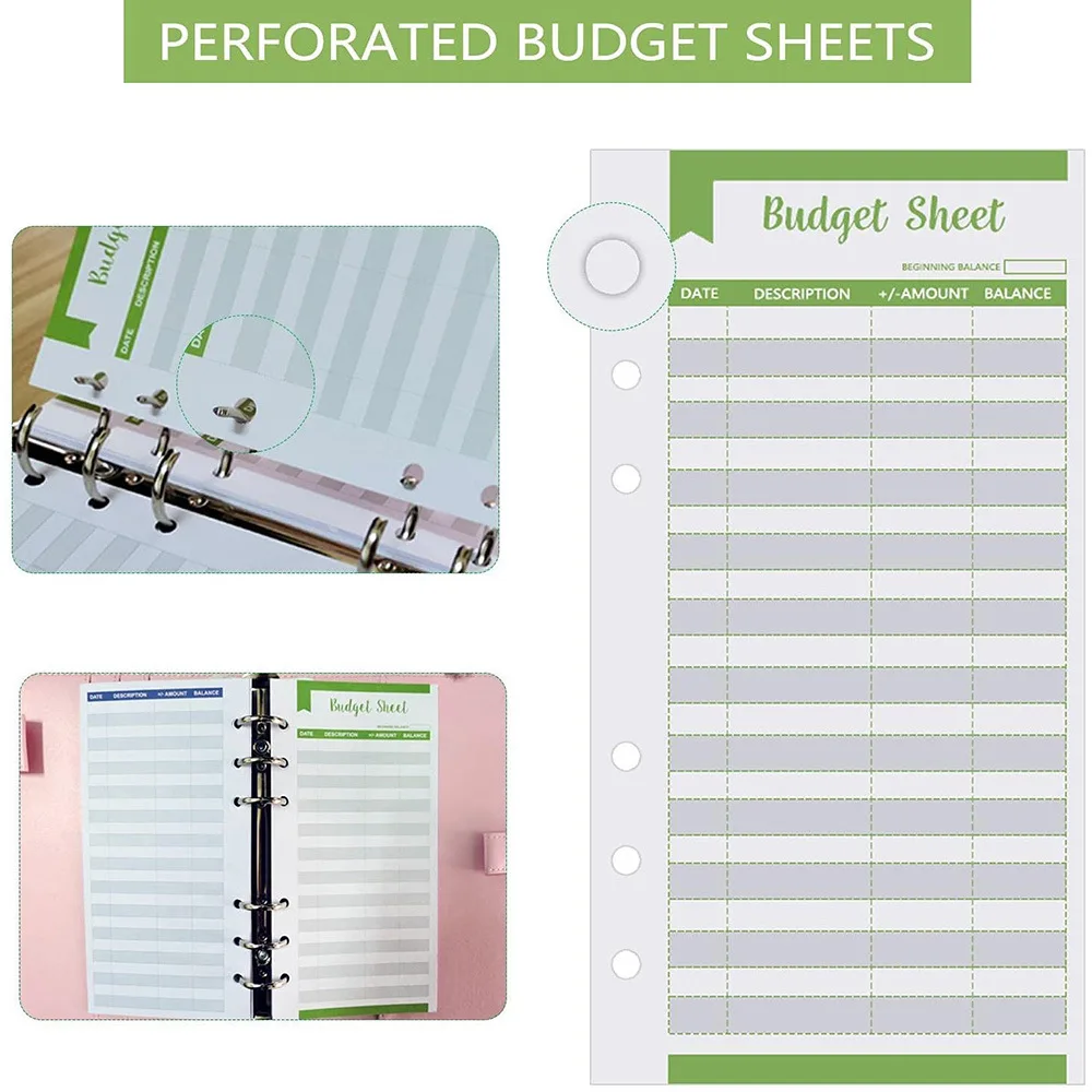 A5 A6 A7 Binder Budget Planner Organizer 6 Ring Binder Envelopes Pockets And 12 Pieces Expense Budget Sheets