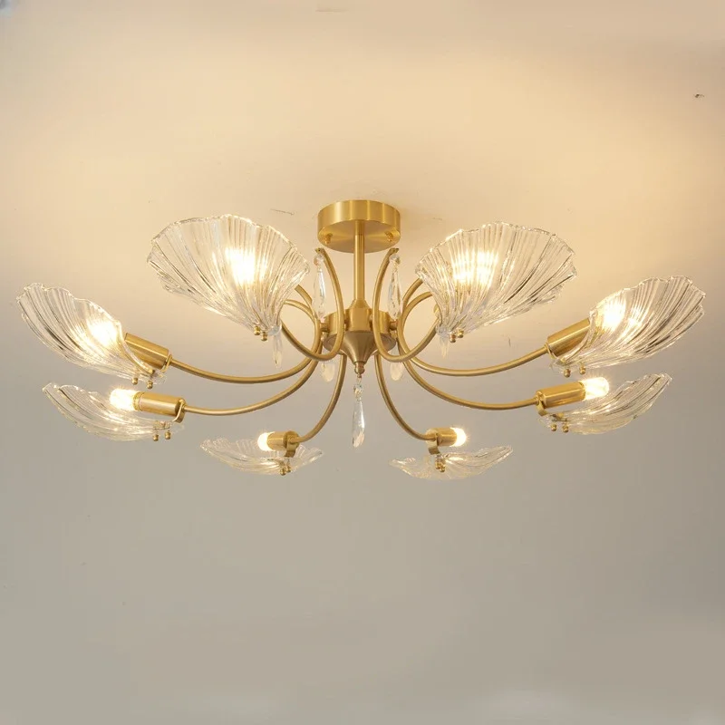 

GHJUYIOL All copper American crystal living room light luxury bedroom room lighting ceiling light