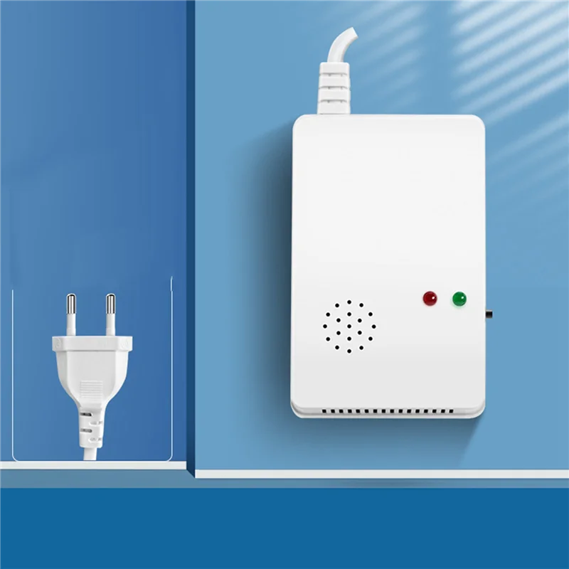 N93R 2X Gas Leak Detector Combustible Propane Methane Leak Warning EU Plug Combustible Gas Alarm Sensor For Home Security