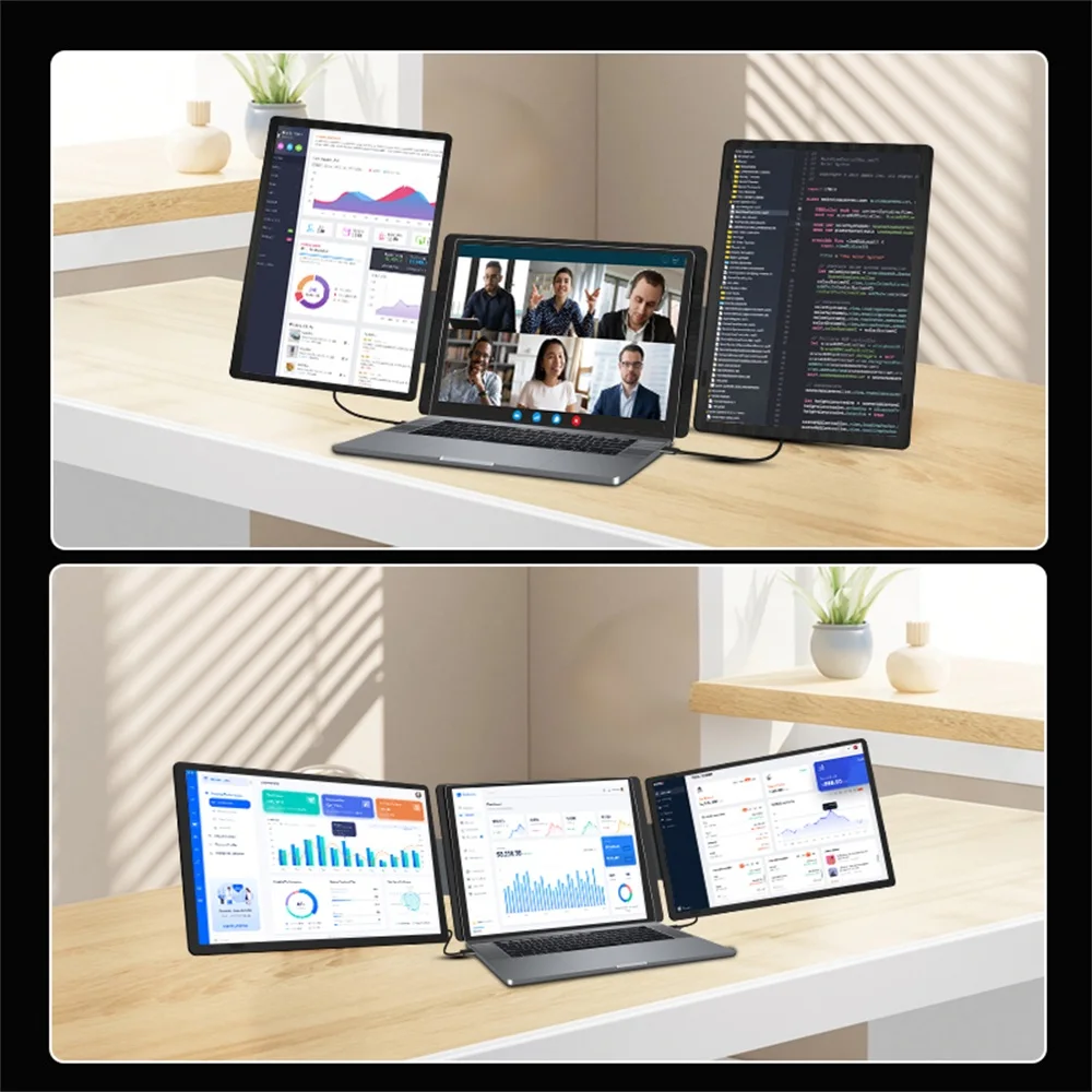 Rospider جديد قابل للدوران 16 بوصة محمول مزدوج IPS كمبيوتر محمول شاشة ممتدة عالية الوضوح ثلاثية قابلة للتوسيع شاشة LCD موسع #4