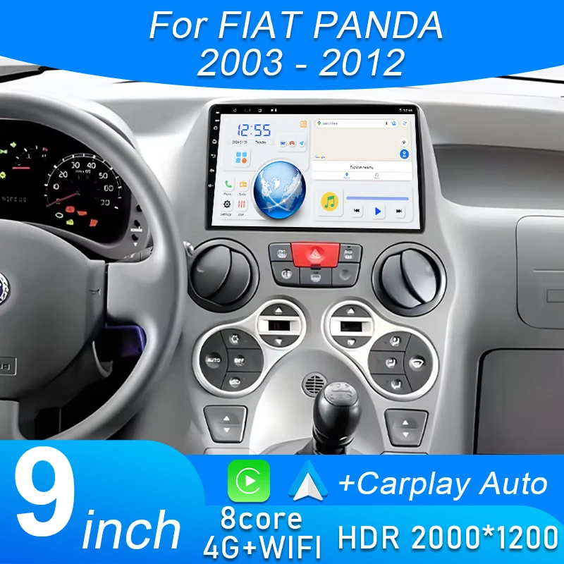 Car Radio For FIAT PANDA 2003 2004 2005 2006-2012 Navigation GPS Android Auto Stereo Multimedia Player Carplay Autoradio No 2din