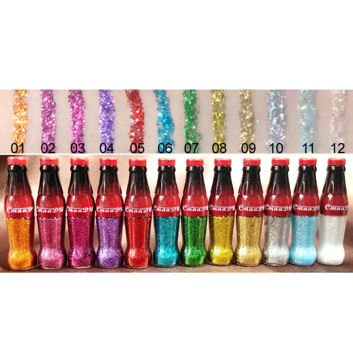 Colorful Glitter Liquid Eye Shadow Set - Waterproof Eye Shadow Makeup in Coke Bottles Shape