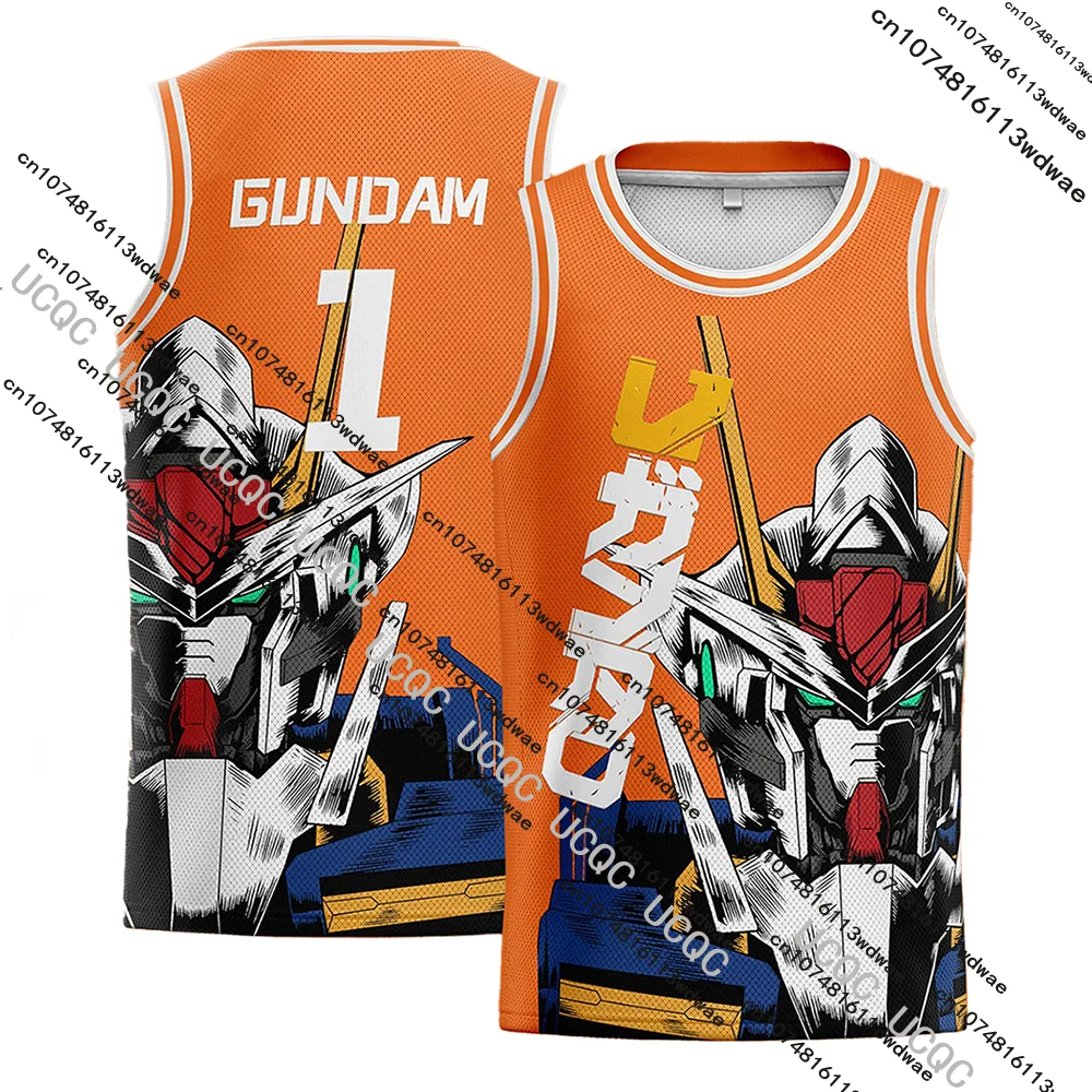 حار بيع 2025 Gundam أنيمي تانك القمم رجل Gundam نموذج تأثيري ثلاثية الأبعاد طباعة التدريب عادية تنفس الرياضة طفل كرة السلة سترة