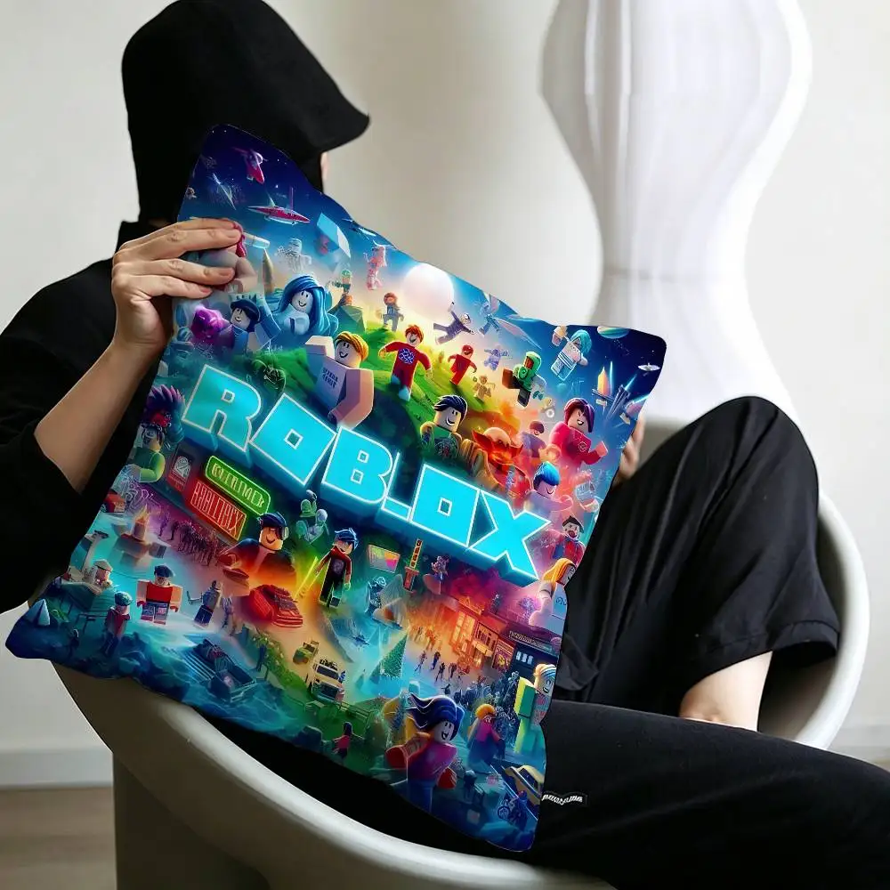 Hot Game R-Robloxs-X Coole Kissenbezüge, Cartoon-Sofa, dekorativ, für Zuhause, doppelseitiger Druck, kurzer Plüsch, niedlicher Kissenbezug – Detail 8