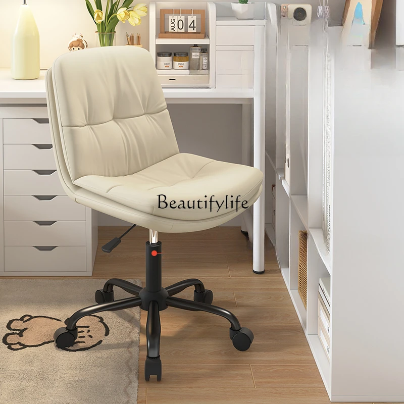 

Home Comfortable Long-Sitting Backrest Swivel Chair Solid Wood Makeup Stool Study Desk Office Chair