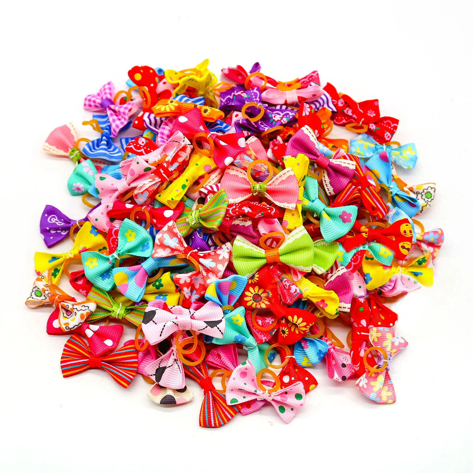 50PCS Dog Bows Mix Colour Bulk Pet Dog Hair Bows Dog Hair Accessories Pet Grooming Dog Supplies