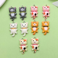 10pcs 15*28mm Cartoon Cute Cat Design Charms 3D Resin Animal Pendants For DIY Bracelet Necklace Jewelry Making Accessories