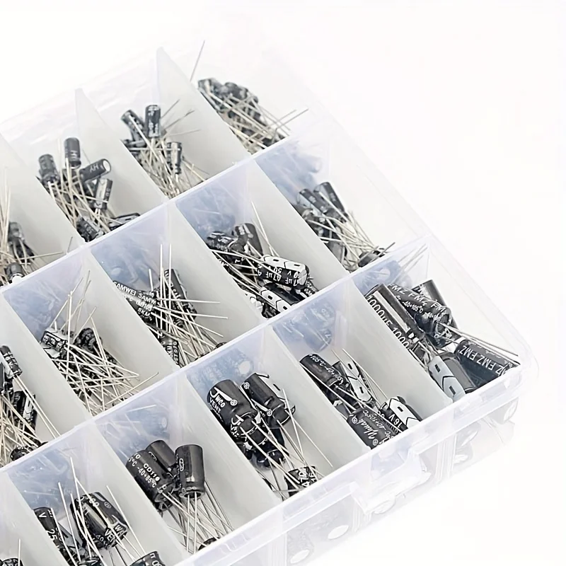 500Pcs/lot 0.1UF-1000UF 24Values Aluminum 16-50V Mix Electrolytic Capacitor Assorted Kit And Storage Box