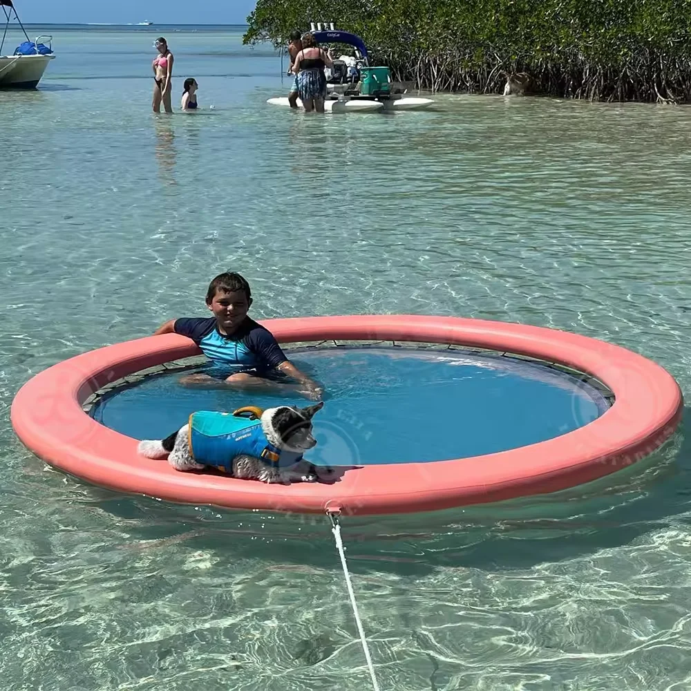 Profession eller Hersteller doppelte runde aufblasbare Wasser hängematte schwimmende Plattform Pool Float Lounge Wassers tuhl