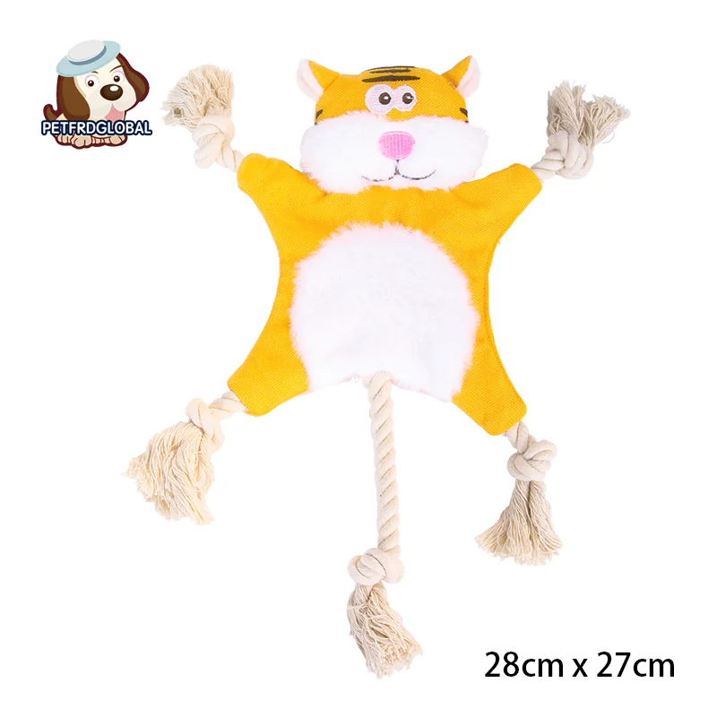 Funny Soft Plush Rope  Cute Squeaky Sound Toys Fox Squirrel Grizzly Bear Chew Dog Toy Accessories Supplies Cotton Knot Vocal Toy