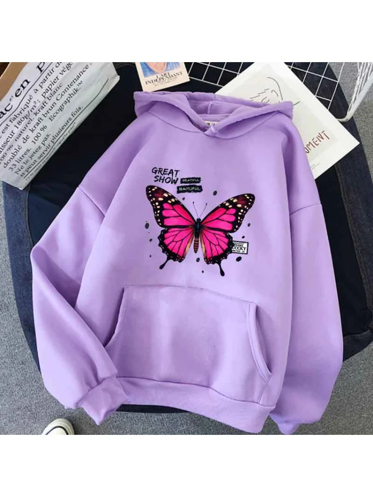 الربيع/الخريف النساء بلايز الملابس الجمالية أزياء الرجال البلوز الجرافيك هوديي فراشة نمط الشارع العصرية هوديس الأعلى