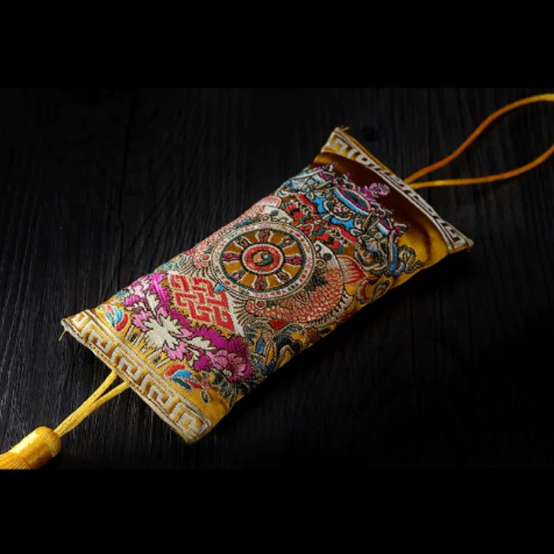 Tibetan Eight Auspicious Symbols Sachet - Ethnic Car Ornament, Buddhist Blessing Hanging Craft Buddhist Supplies