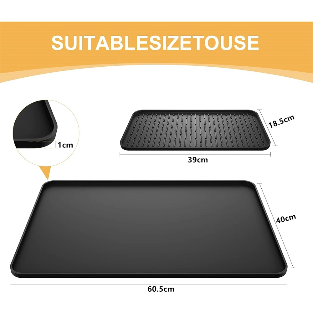 LMETJMA Silicone Coffee Mat Heat Resistant Bar Mat with Detachable Dish Drying Mat Kitchen Counter Coffee Machine Mat Pad