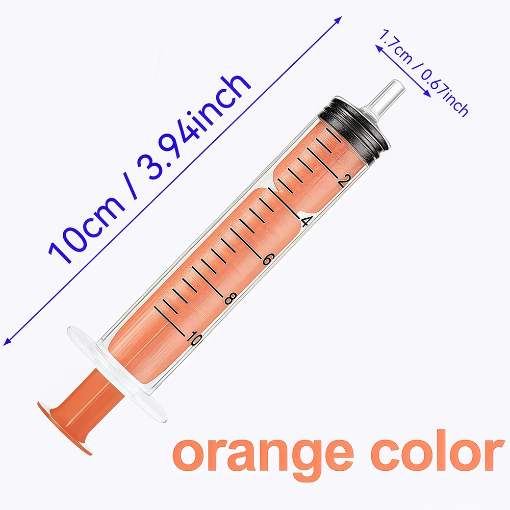 6-Pack/7-Pack 10ml Colored Syringes with Caps, Suitable for Glue, Liquid Dispensing and Measuring, Pet Food Feeding, Refilling Ink Cartridges, Etc., White, Yellow, Blue, Purple, Green, Pink, Orange view 4