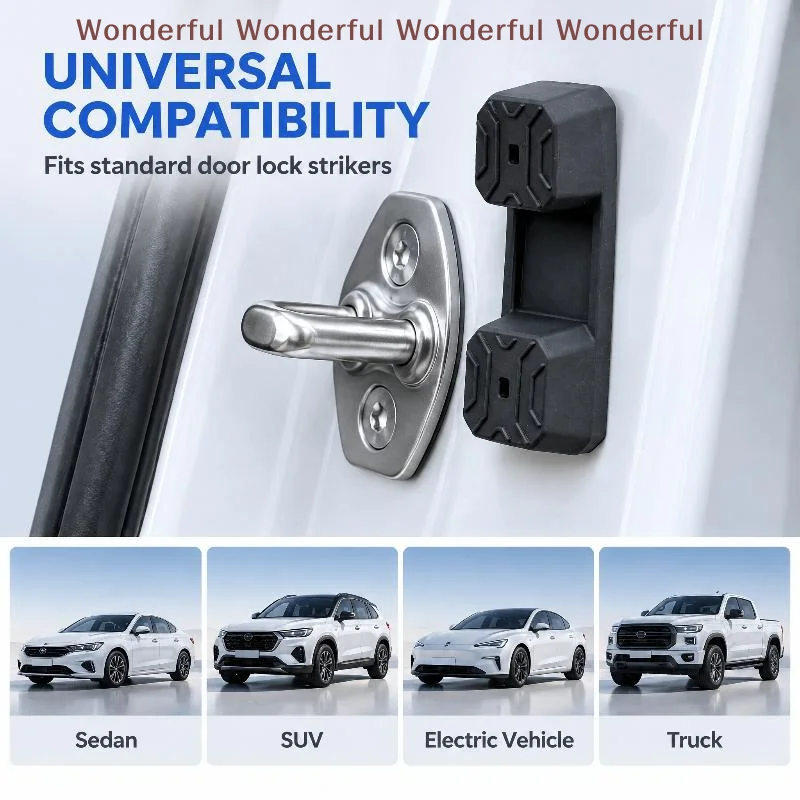 Universal Magnetic Car Door Lock Shock Absorber Pad 1/4Pcs Rattle Reduction Waterproof Protector Fits All Vehicles