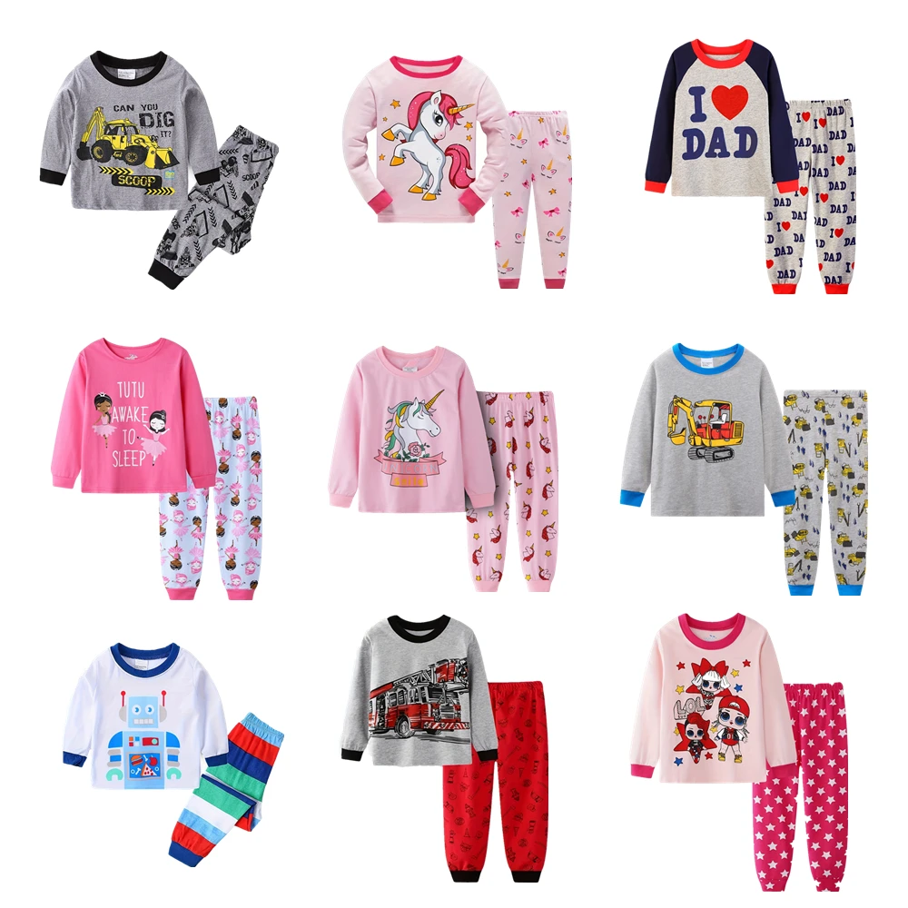 2pcs Toddler Boys Long Sleeve Robot Printed Pajama Sets