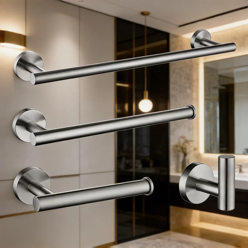 Brushed Nickel Bathroom Hardware Set Modern 18-Inch Towel Bar Set Wall Mounted  SUS304 Stainless Steel Bathroom Accessories Set