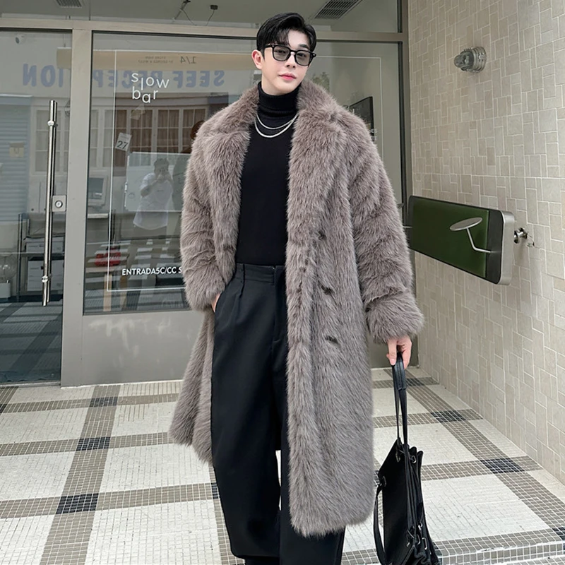 LUZHEN 2024 Winter New Thickening Warm Imitation Fur Coat Trend Fashionable Niche Long Korean Men's Temperament Outerwear LZ7985