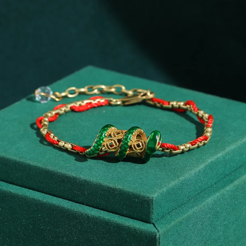 

Vintage Roll Rope Red Bracelet For Ladies 2026 Antique Gold Plated Snake Designer Jewelry Natural Stone Luxury Birthday Gift New