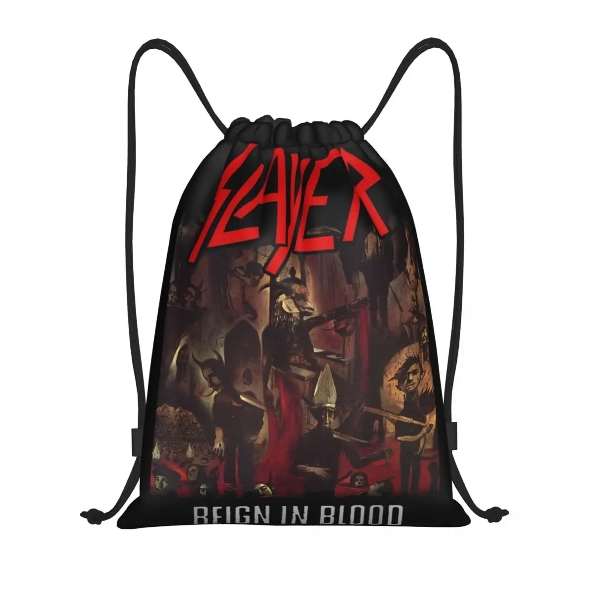 Slayers Metal Band Reign In Blood Drawstring Bags Sports Backpack Gym Sackpack Water Resistant String Bags for Cycling