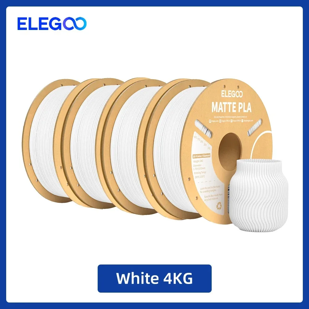 ELEGOO Mat PLA-filament 1KG, 1,75 mm FDM 3D-printerfilament Dimensionale nauwkeurigheid +/- 0,02 mm, 1 kg kartonnen spoel (2,2 lbs)
