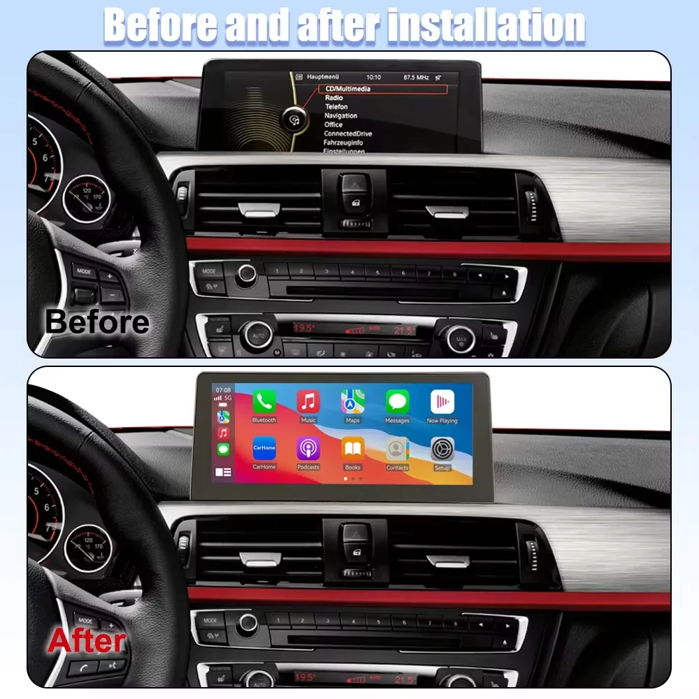 Reproductor Multimedia Inalámbrico CarPlay Android Auto para BMW Serie 1 2 3 4 F20 F21 F22 F30 F31 F32 F33 F34 NBT 2011 2012 2013 2014 2015 2016 con BT Mirror Link YouTube GPS Navegación 6