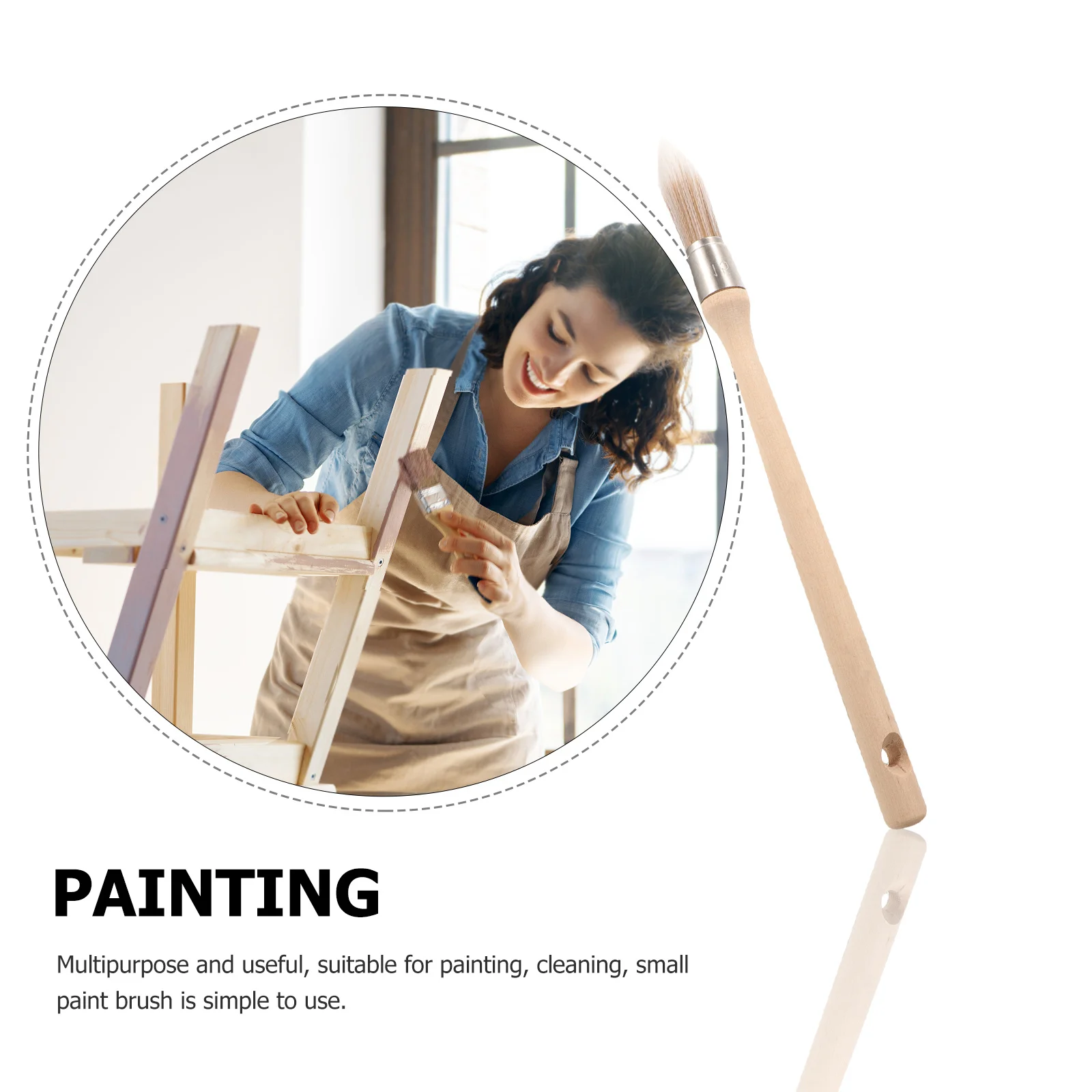 

15 Wooden Handle Paint Brush Round Head Chemical Fiber Small Portable Reusable Brushes For Painting Cleaning Smooth Application