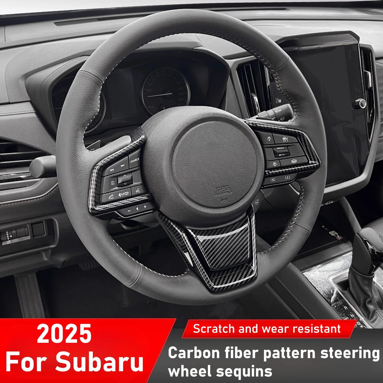 

For 2025 Subaru Forester carbon fiber steering wheel sequin interior modifications