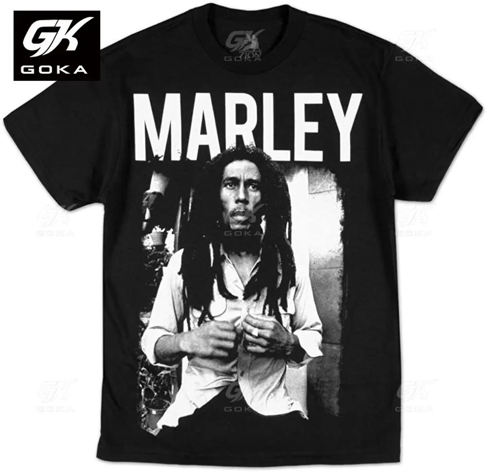 Authentic BOB MARLEY Black and White Photo T-Shirt Graphic T Shirts for Mens Clothing Cotton Tees Women Vintage Printed T-shirt