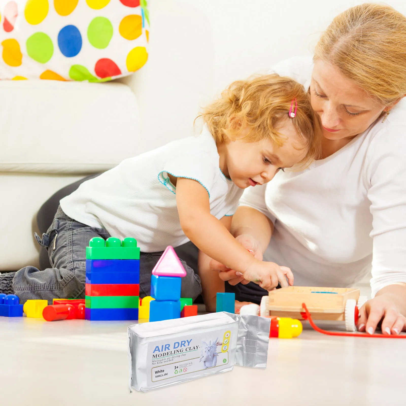 

500g Kids Natural Air Dry Clay Soft Pottery Kit for DIY Sculpting Craft Projects Modeling Clay for Children Mini Pottery