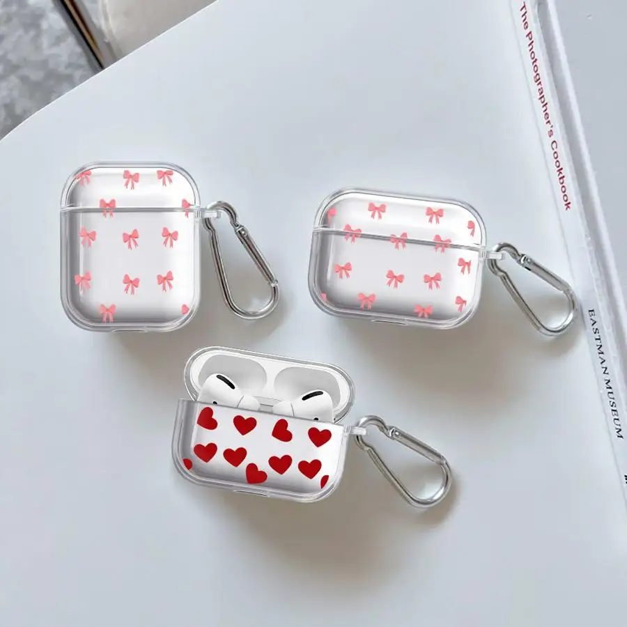 

Clear Earphone Cases Cover Case For Airpods 4 1 3 2 Pro Pro2 Pro3 Cartoon Love Bow