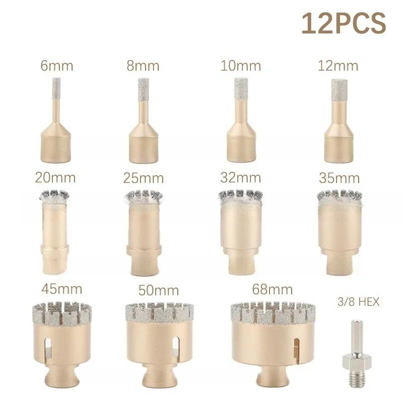 M14 diamond brazed dry hole opener aluminum box set Great Wall type head 12 sets 6mm-68mm