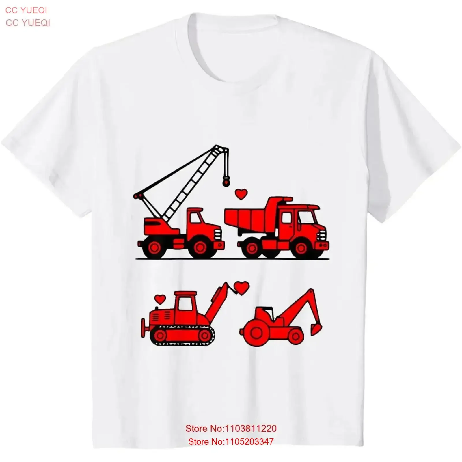 

Kids Valentine's Construction Trucks Funny Toddler SweaT T Shirt vintage Washed graphic homme Slightly Breathable vintage