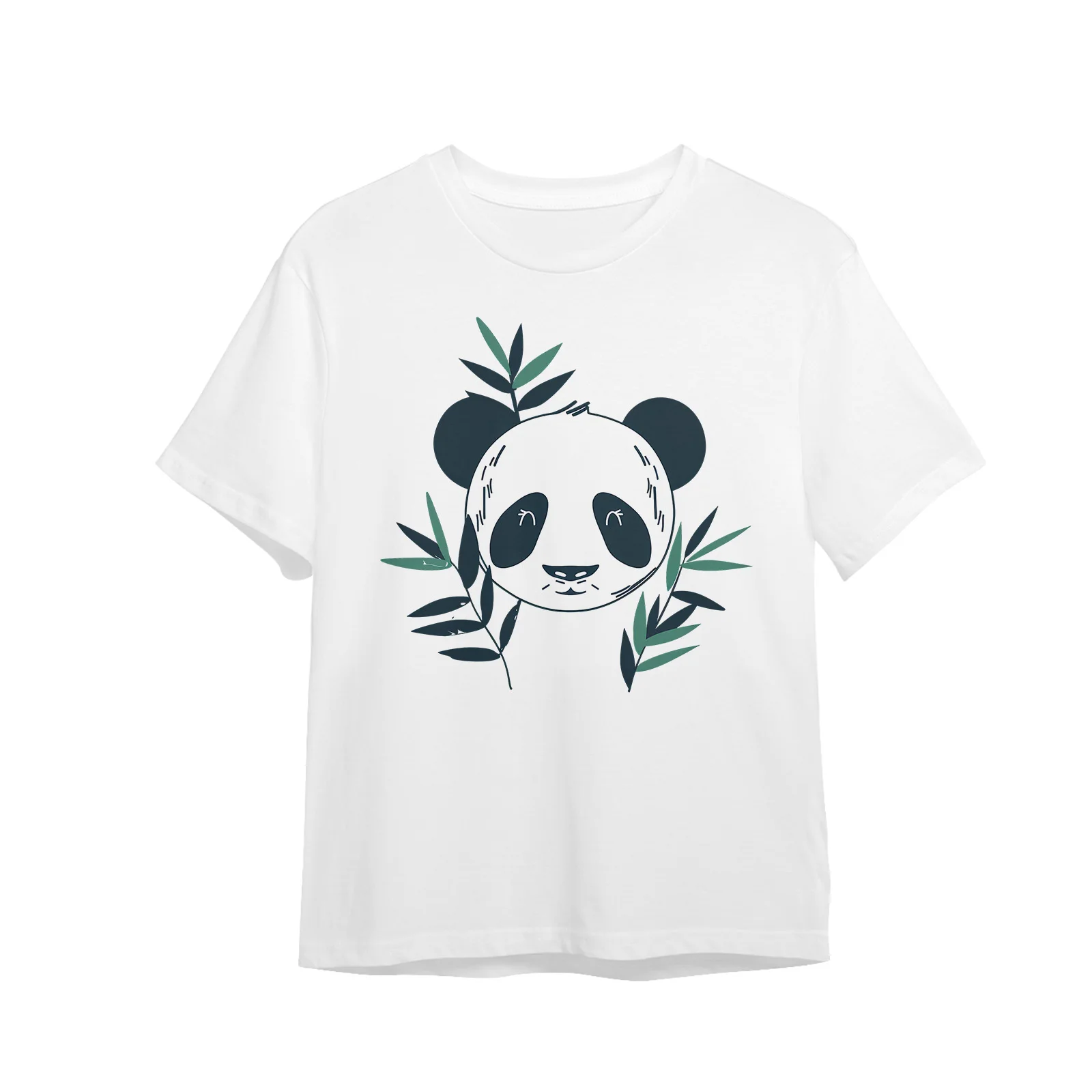 

Fseonihk Summer Short Sleeved T-shirt for Women Panda Print Round Neck Off Shoulder Top Loose and Minimalist American T-shirt