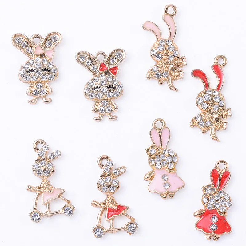 Fashion Trend Earrings Bracelet Clavicle Chain Alloy Accessories New Sweet and Cute Rabbit UV Color Retaining Pendant
