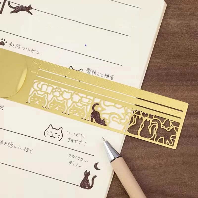 1pc Japanese Midori Metal Template Ruler Hollow Out Multifunctional Straight Rulers