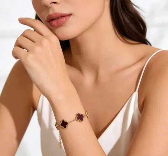 Lucky Clover Women's Hand Bracelets Five Leaf Flowers Jewellery Gifts Stainless Steel Bracelet Gold Plated Bracelets Hot sale