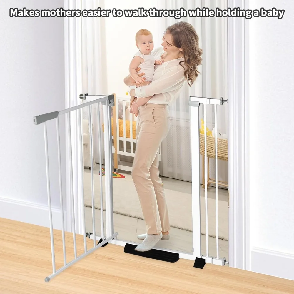41 Inch Baby Gate Auto Close Dog Gate Adjustable 29.92"-43.71" Wide Pressure Mounted Walk Through Swing Pet Gate for Doorways