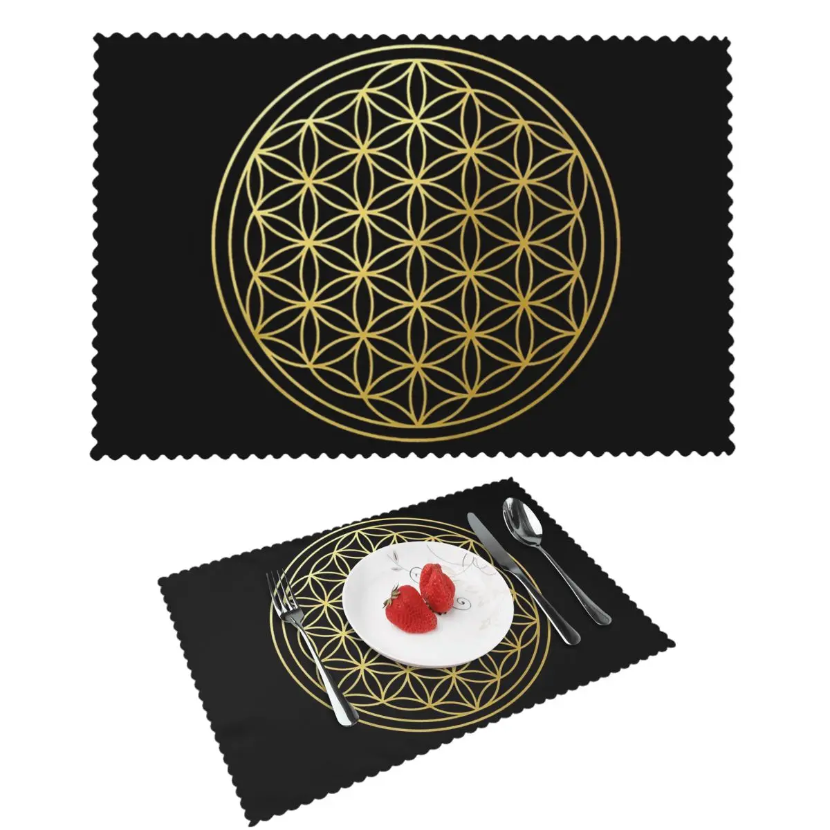 

The Flower Of Life Gold Mandala Placemat Non-Slip Plate Mat For Dining Table Bowl Coaster Home Decor Super Absorbent Mats