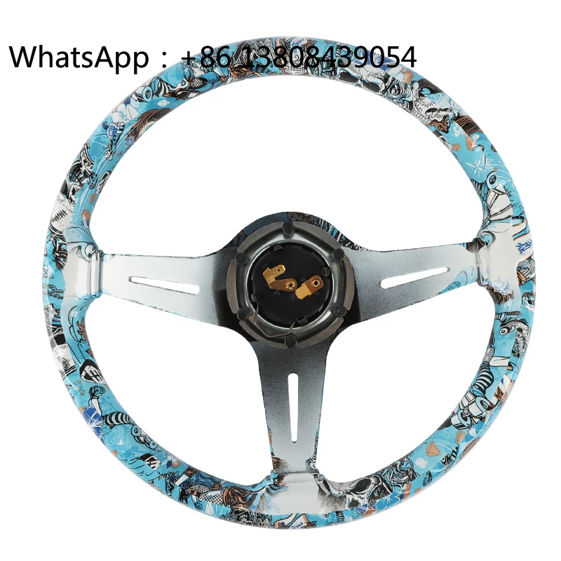 

Car Interior Parts JDM Round Steering Wheel Sport Game Steering Wheel Racing Car Water Transfer Steering Wheel