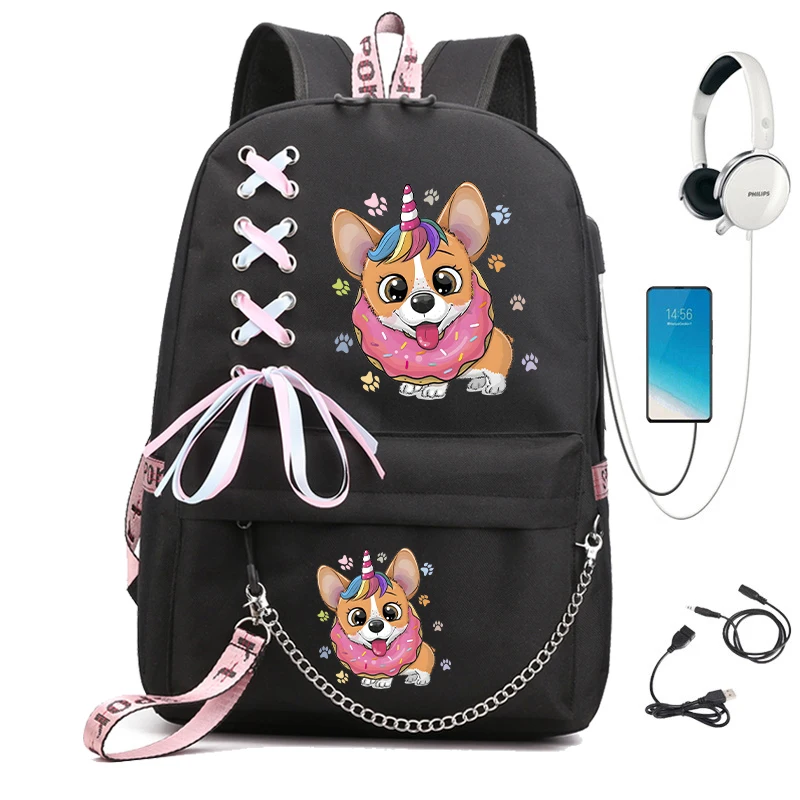 Neue weibliche Mode Shool Rucksack Taschen Dame hohe Kapazität Rucksack USB Aufladen College School Taschen Teenager Laptop Schult aschen