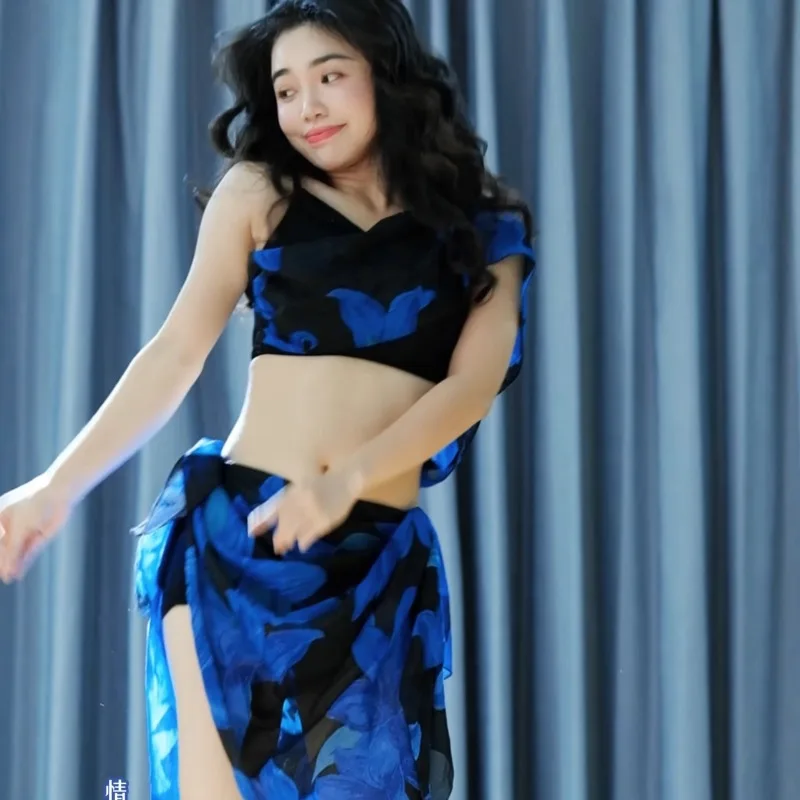 Trajes de dança do ventre personalizados conjunto de toalha de quadril vestido longo tamanho grande sexy temperamento dança oriental desempenho prática vestido