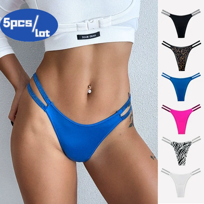 Ice Silk Thongs Women's Panties Luxury Bikini G-String Underwear Low Waist Briefs Female Underpant Pantys Sexy Lingerie