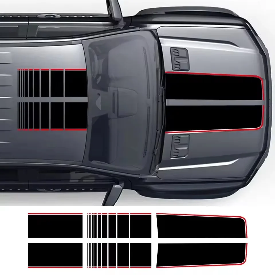 Car Engine Cover Vinyl Film Hood Bonnet Stripes Sticker Roof Trunk Graphcis Decal For  Ranger Raptor 2015-2022 Accessories