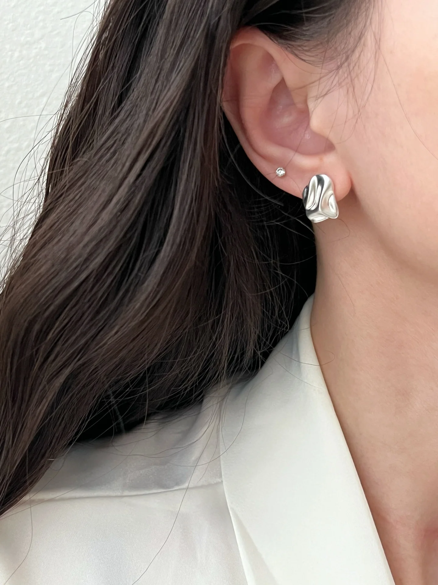 925 Sterling Silber Unregelmäßige Bolzen Ohrring für Frauen Vintage Geknitterte Zuckerguss Punk Rock Schmuck Party Geschenk Dropshipping – Detail 16