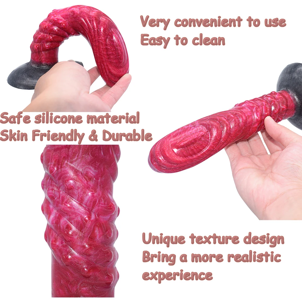 NYOTA-Dildo Monstro com nervuras para homens e mulheres, Plug Anal, Estimulação do Ponto G, Massageador Vagina, Dildos anais, Pênis Vermelho de Silicone, Brinquedos Sexuais