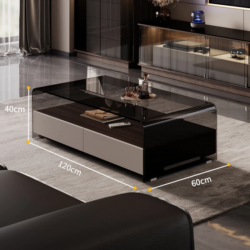 خزانة تلفزيون زجاجية إسكندنافية بتصميم تخزين أسود للشقق خزانة تلفزيون لغرفة المعيشة عرض فاخر أثاث منزلي من Fernsehr Schrank #5