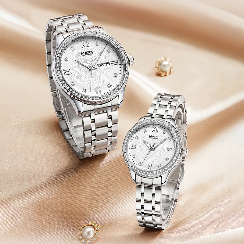 Mark Fairwhale Women's Quartz Movement Watch with Diamond Accents Gold Alloy Case And Stainless Steel Band Fashion Date Dial
