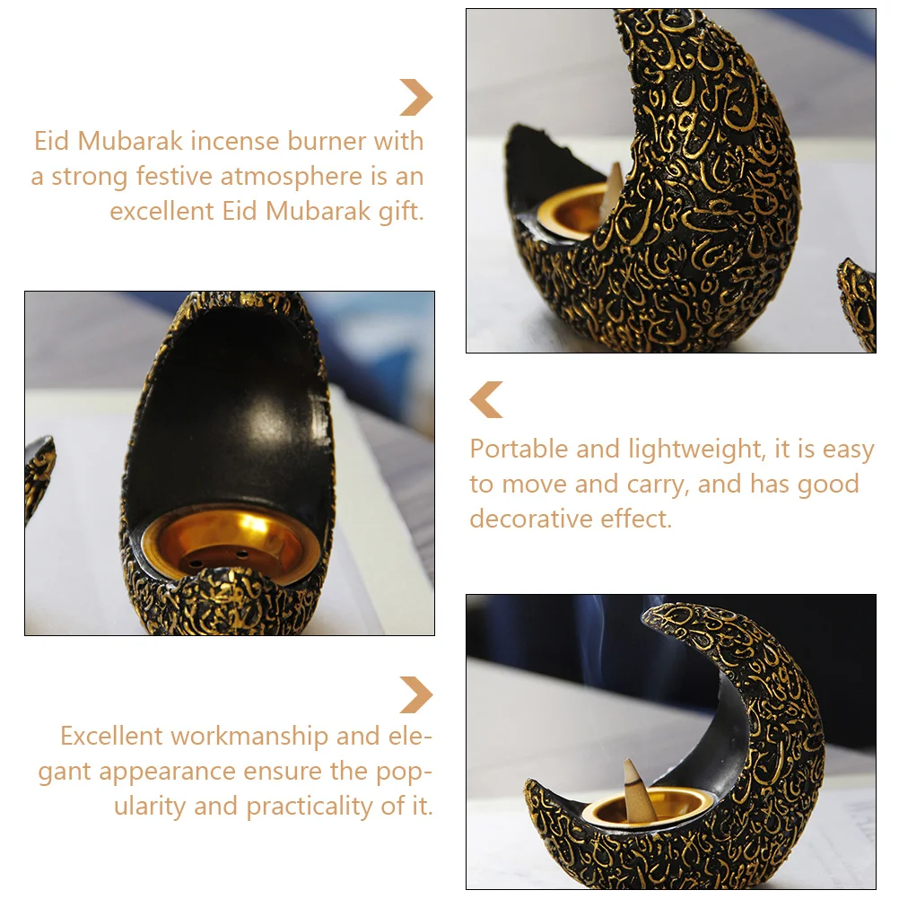 

Incense Burner Decoration Relaxation Holder Moon Muslim Air Purifying Resin Exquisite