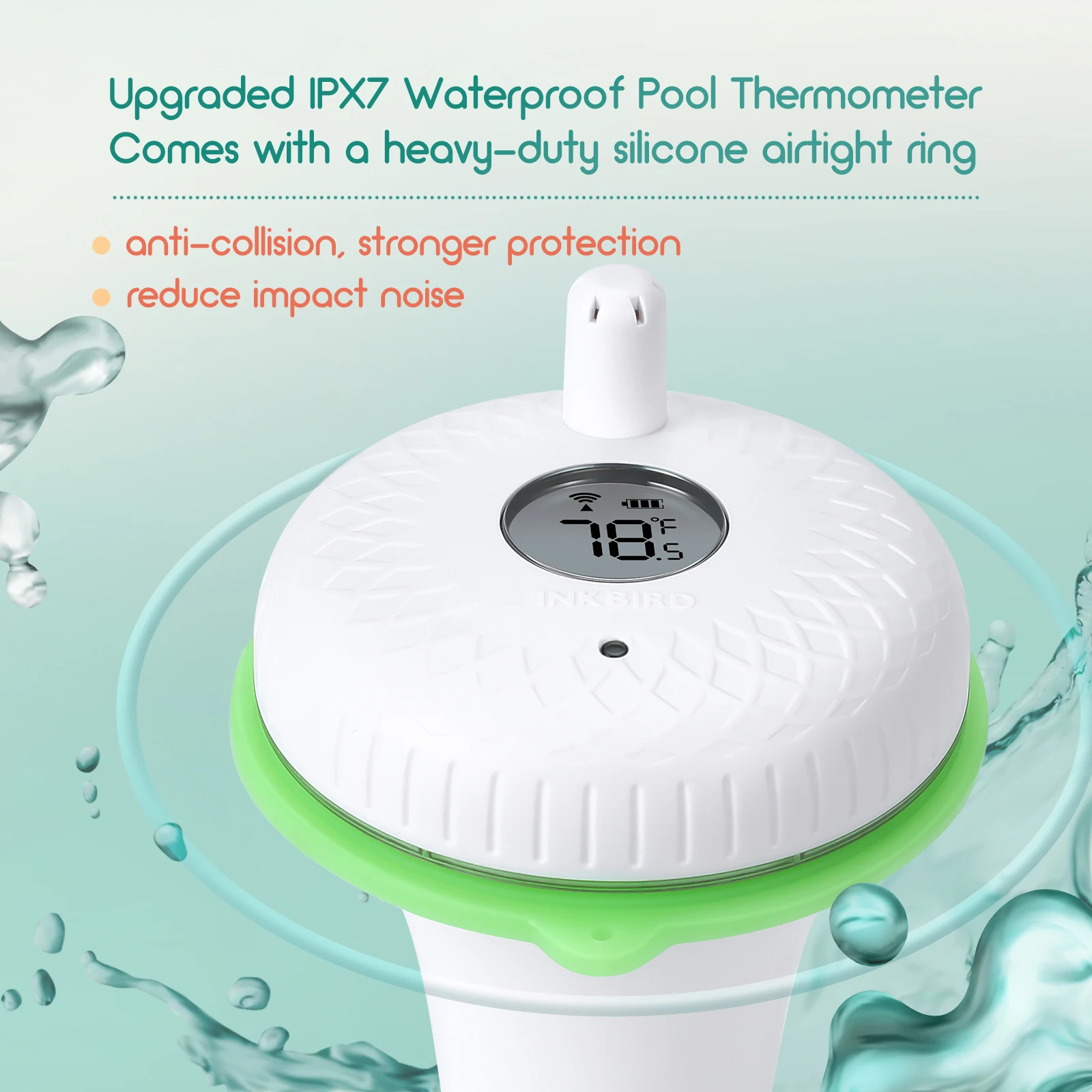 INKBIRD 2nd-Gen Wireless Floating Pool Thermometer With IBS-M2 Wi-Fi Gateway Combo Waterproof Digital Thermometer For SPA Pond